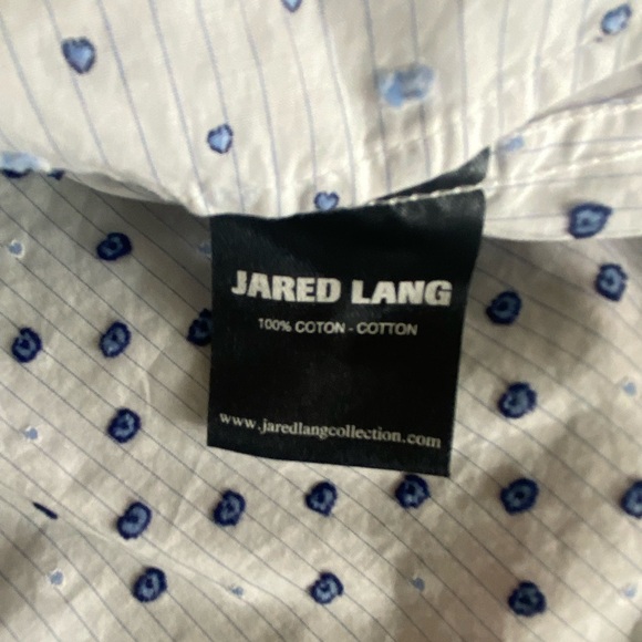Jared Lang White Blue Textured Dress Causal Button Down Shirt - Picture 6 of 8